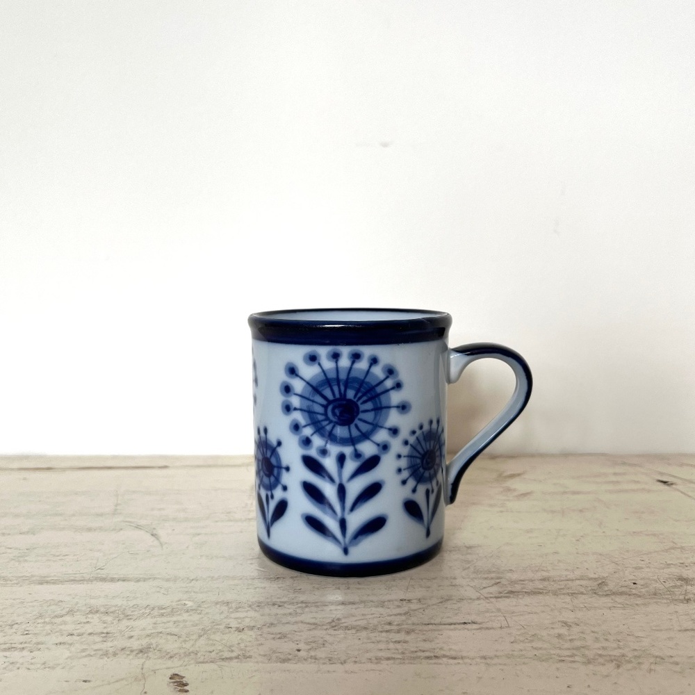 Vintage Floral "Nordic" Mug in cobalt blue by C.J. Peterson, 8oz.